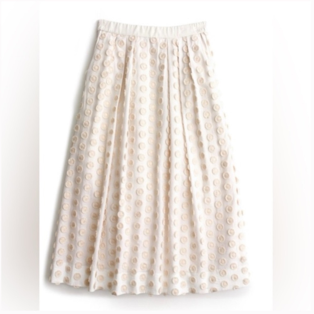 J.Crew cream midi skirt with appliqué